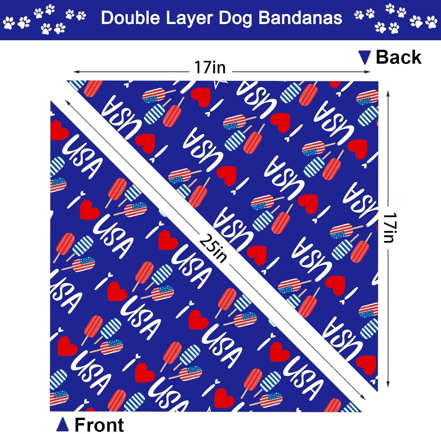 4Th of July Dog Bandanas, Patriotic Holiday Party Pet Decorations 2 Pack, Adjust