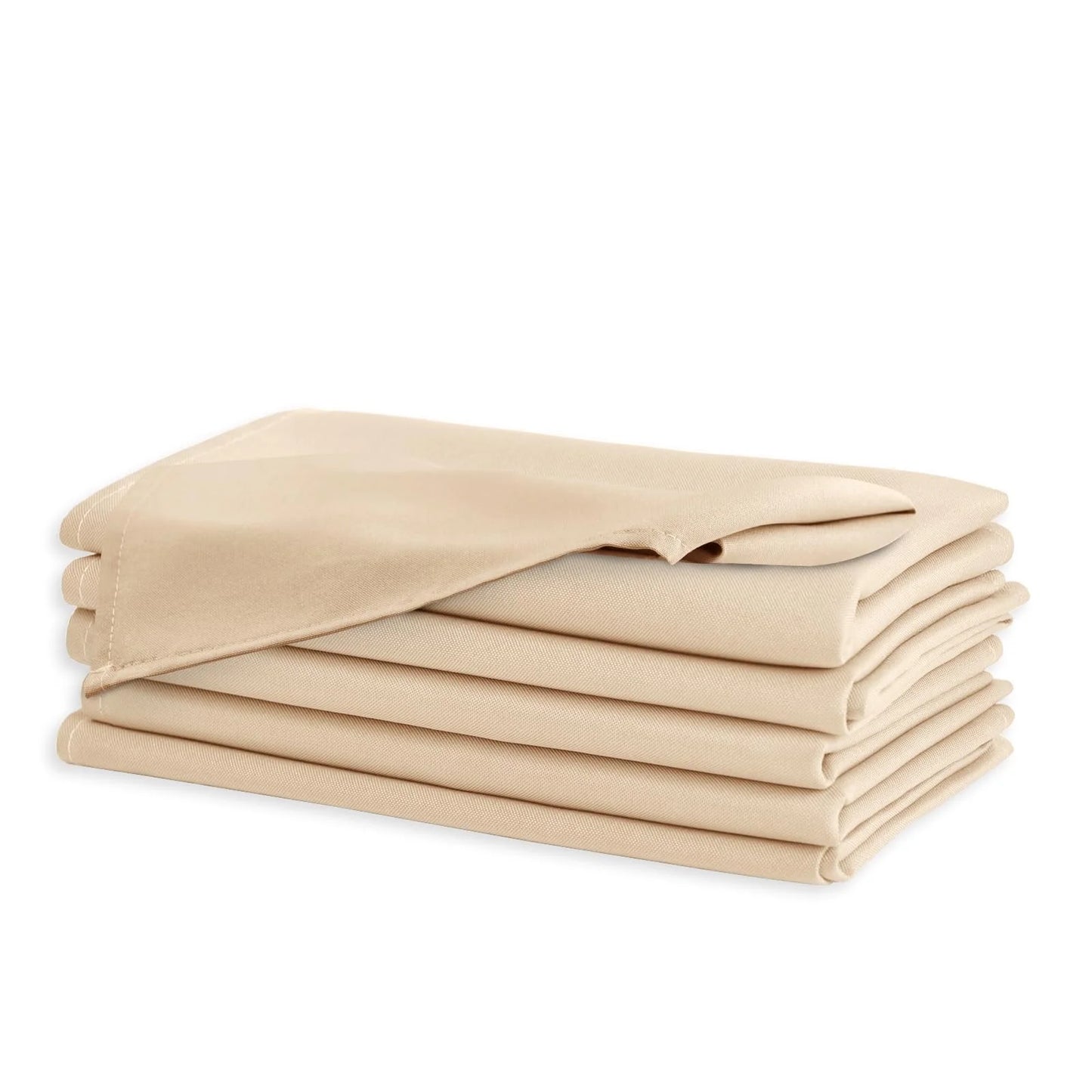 Cloth Dinner Napkin Set of 6, 18 X 18 Inch, Soft Reusable Absorbent Cloth Napkins for Wedding, Banquet, Restaurant, Hotel and Home, Polyester Blend, Beige