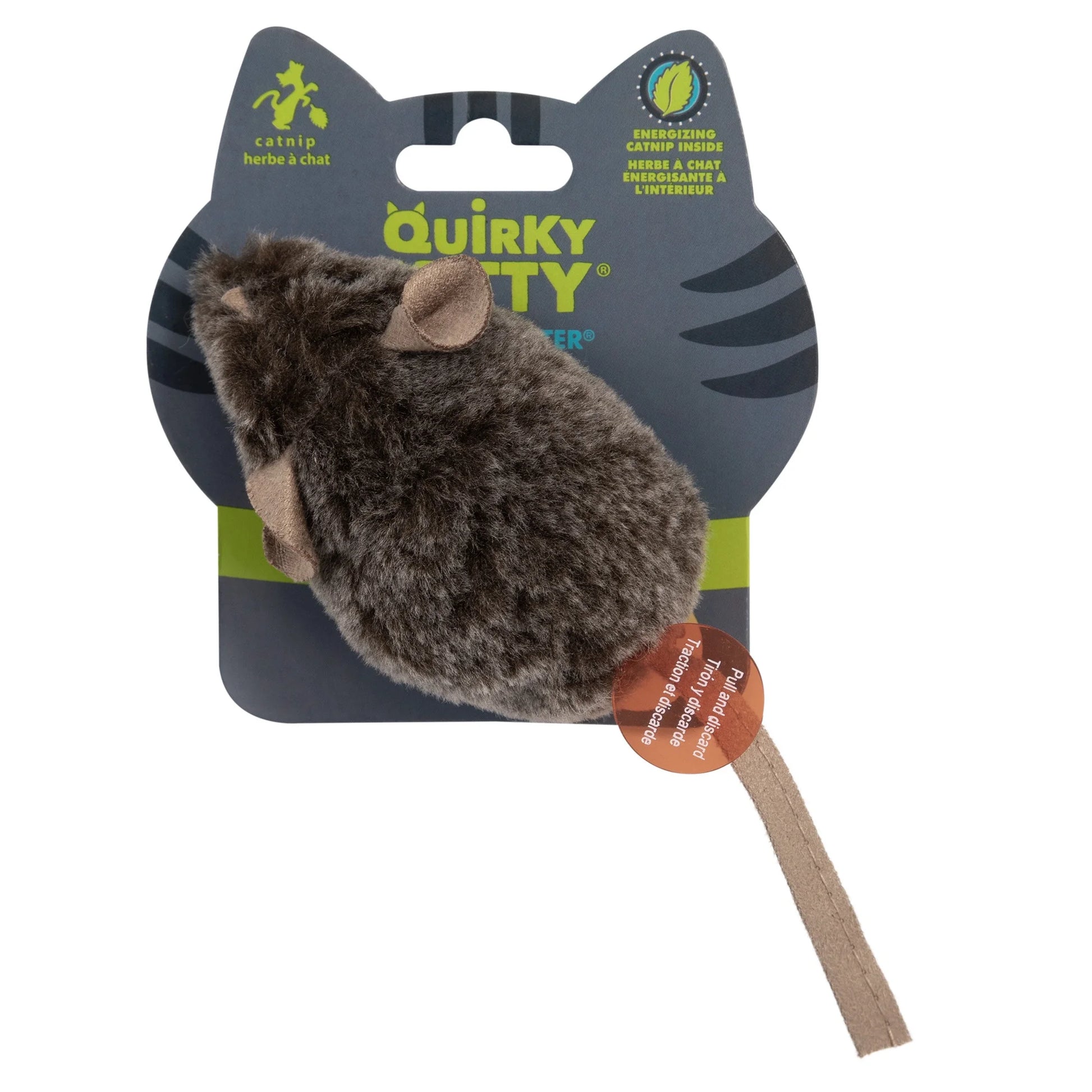Interactive Plush Cat Toy - Quirky Kitty Mouse Hunter with Catnip, Gray, Single Pack