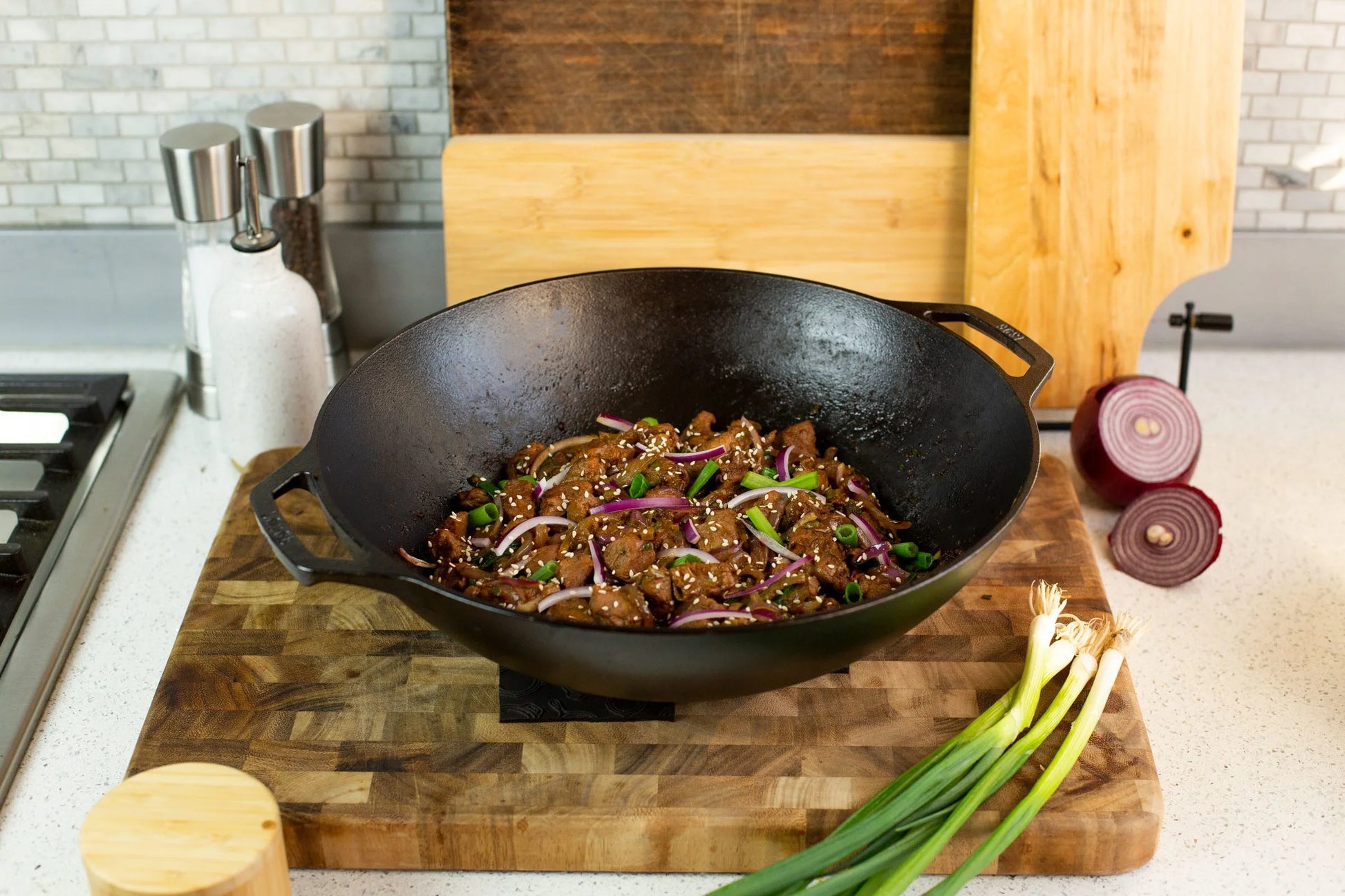 Cast Iron Seasoned 14" Wok