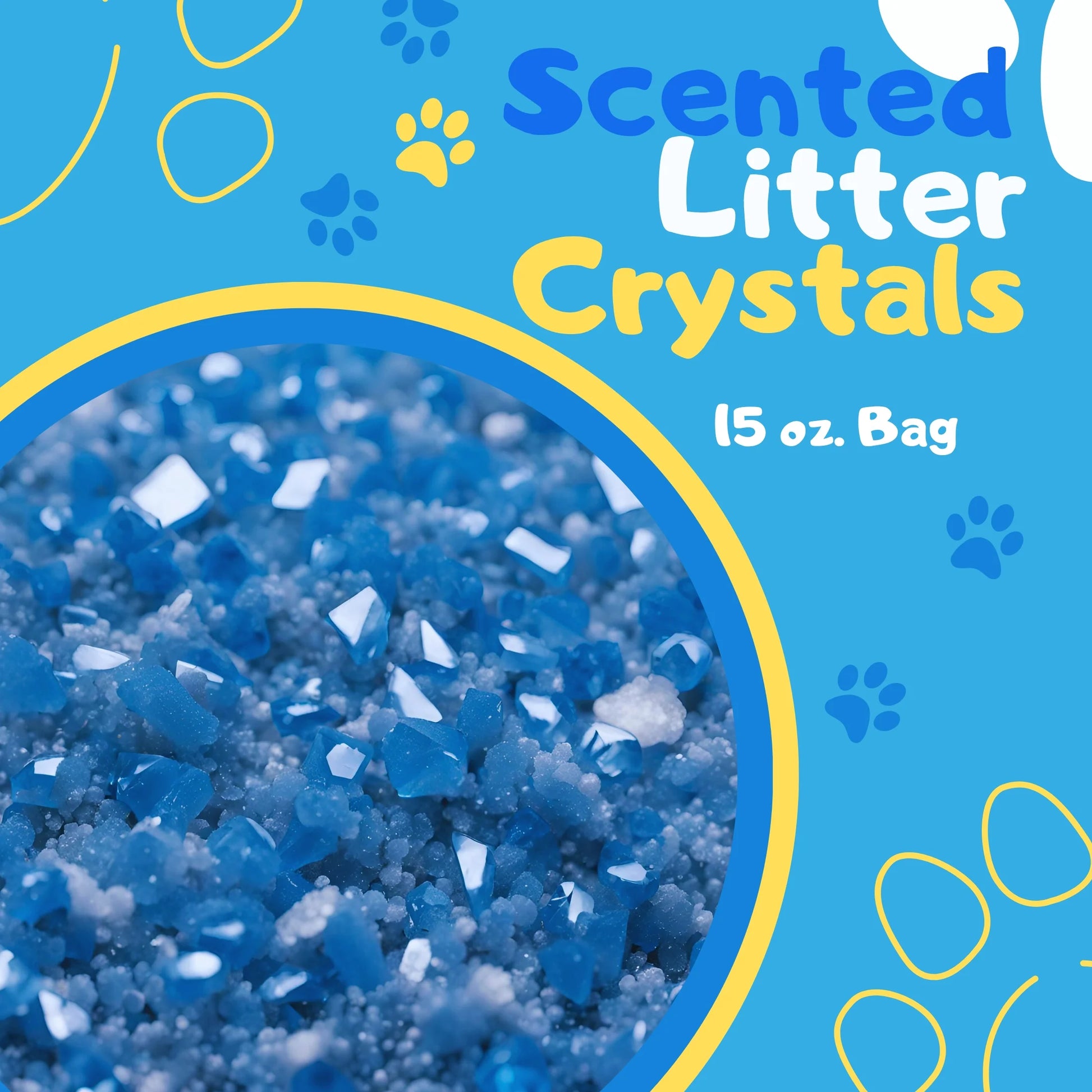 (1) Cat Litter Box Deodorizing Blue Crystals, 15Oz Bag Fresh Scent Litterbox Freshener Controls Odors Dissolves over Time Pet-Friendly Odor Control