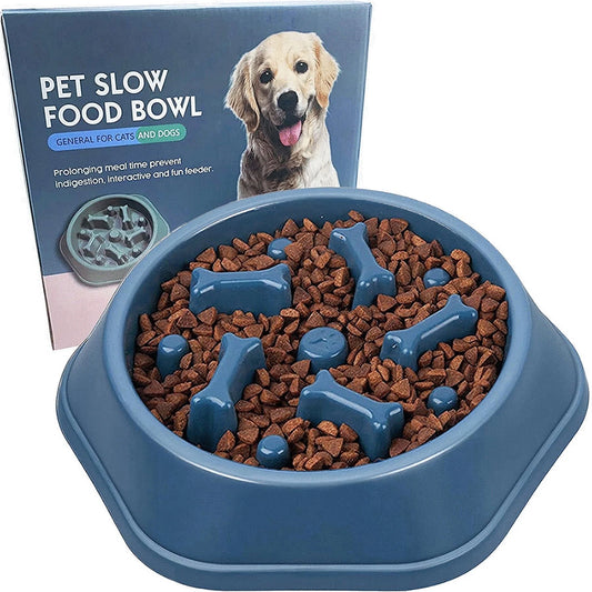 Slow Feeder Dog Bowls, Anti-Gulping Slow Feeding Dog Food Bowls, Non Slip Anti-Choking Bloat Stop Healthy Design Bone Pattern Interactive Puzzle Bowls for Small Medium Dogs