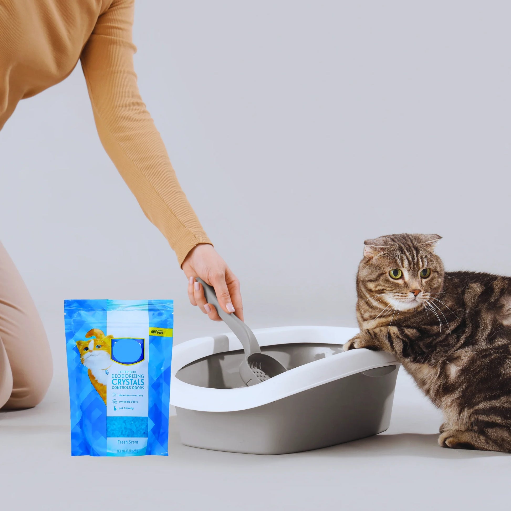 (1) Cat Litter Box Deodorizing Blue Crystals, 15Oz Bag Fresh Scent Litterbox Freshener Controls Odors Dissolves over Time Pet-Friendly Odor Control