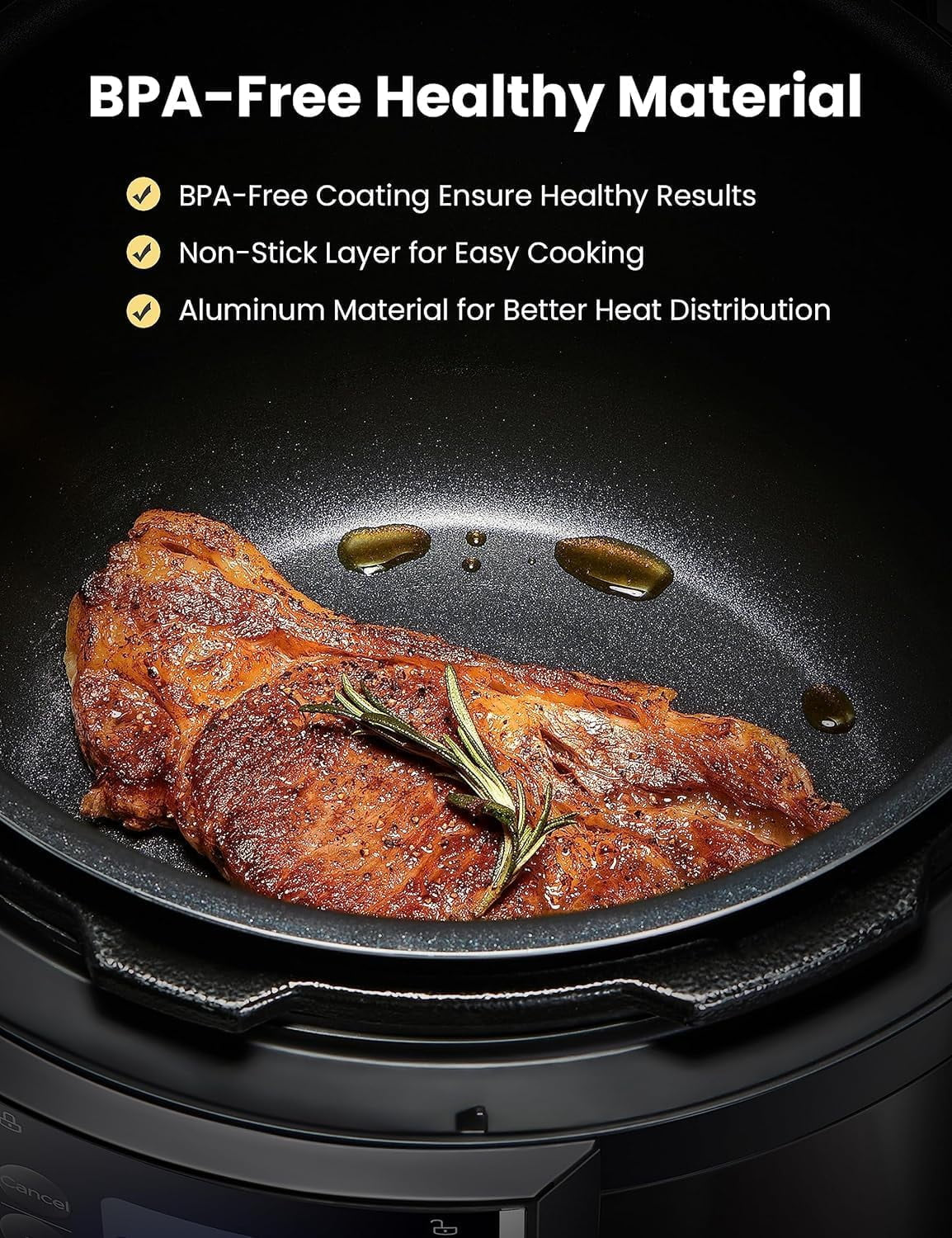 COMFEE’ 6QT Electric Pressure Cooker, 9-In-1 Instant Multi Cooker Olla De Presion Rice Cooker Slow Cooker Steamer Sauté Yogurt Maker Non-Stick Pot