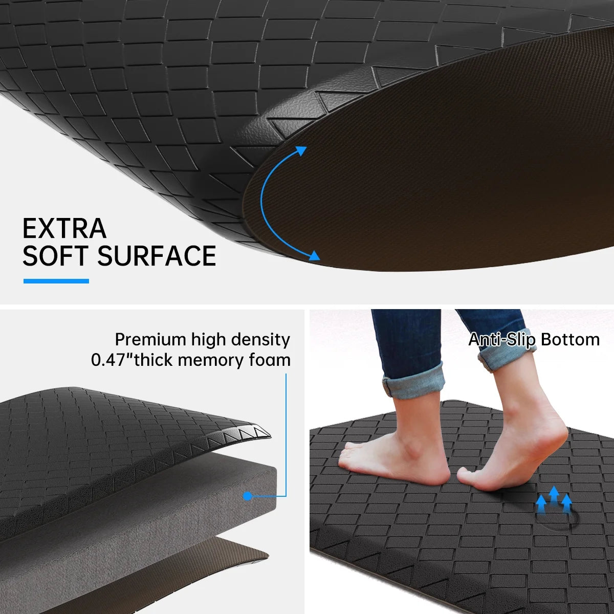 Kitchen Mat Set,2 PCS Cushioned Anti-Fatigue Kitchen Rug, Waterproof Non-Slip Kitchen Floor Mat,Ergonomic Comfort Rug Standing Mat for Kitchen,Home Floor,Office,Sink, Laundry(17.3"×29"+17.3"×47")