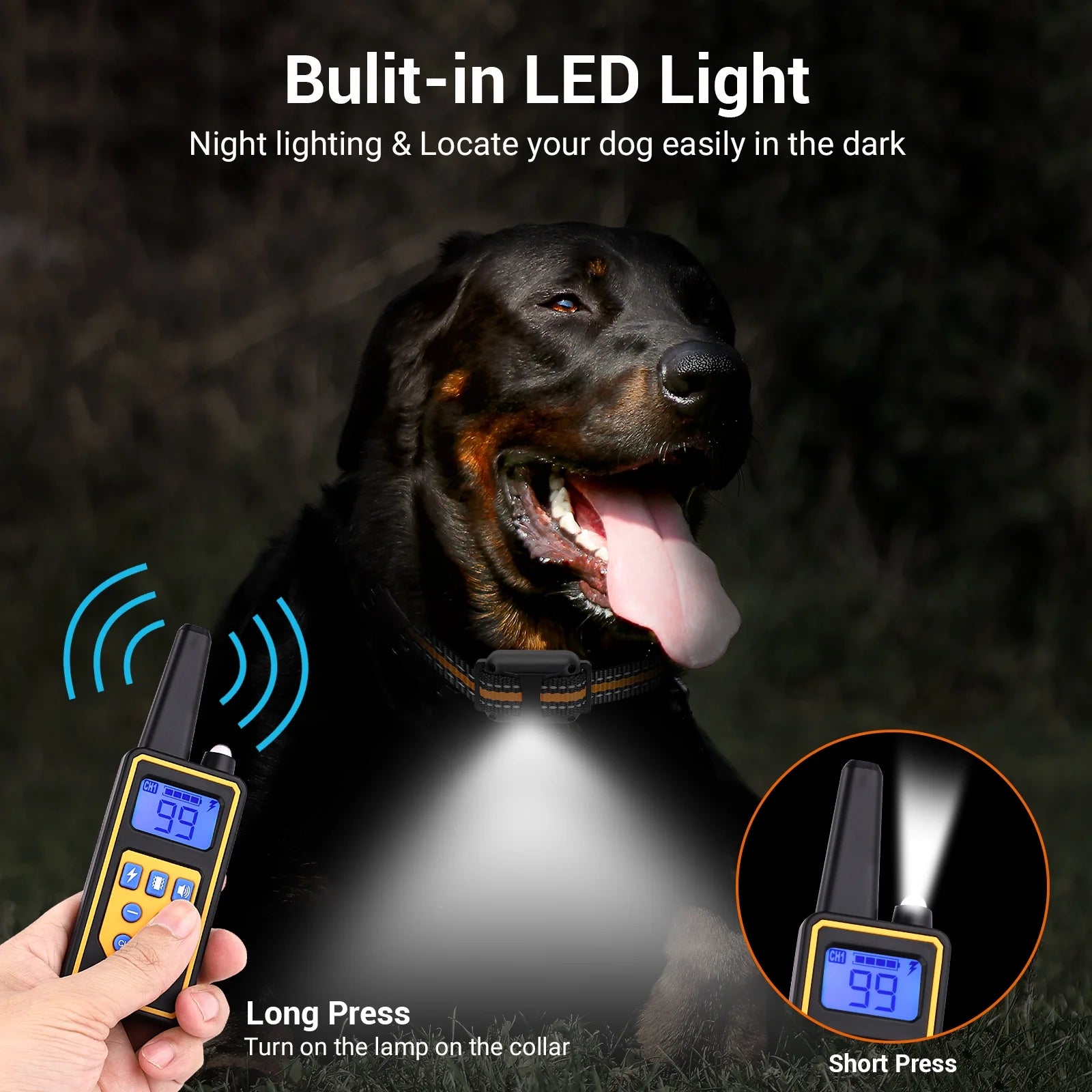 Dog Training Collars for 2 Dogs, Dog Shock Collar with Remote 880Yards, 3 Modes Beep Vibration Shock, Waterproof, LED Light for Training Small Medium Large Dogs