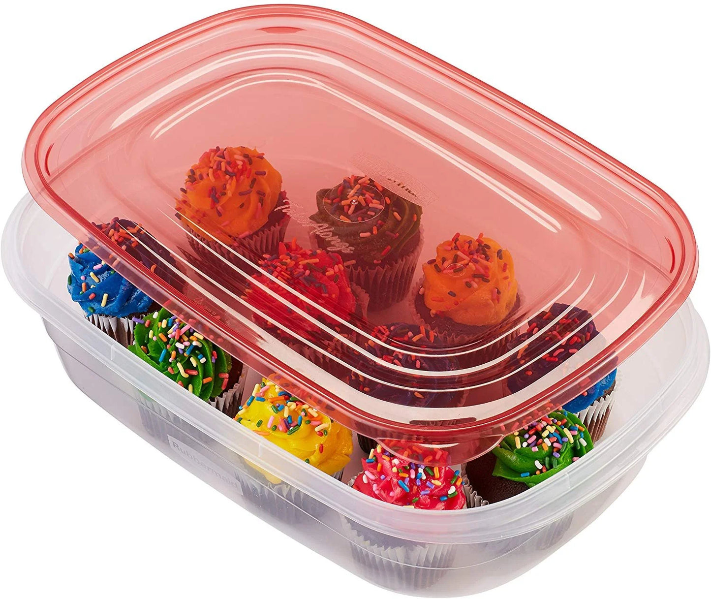 Takealongs, 1 Gallon, 2 Packs, Red, Large Rectangular Plastic Food Storage Containers