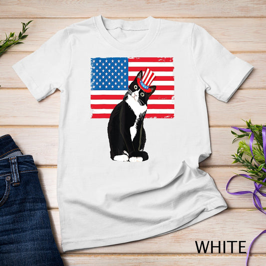 Tuxedo Cat 4Th of July Hat Patriotic Gift Adults Kids T-Shirt Unisex T-Shirt