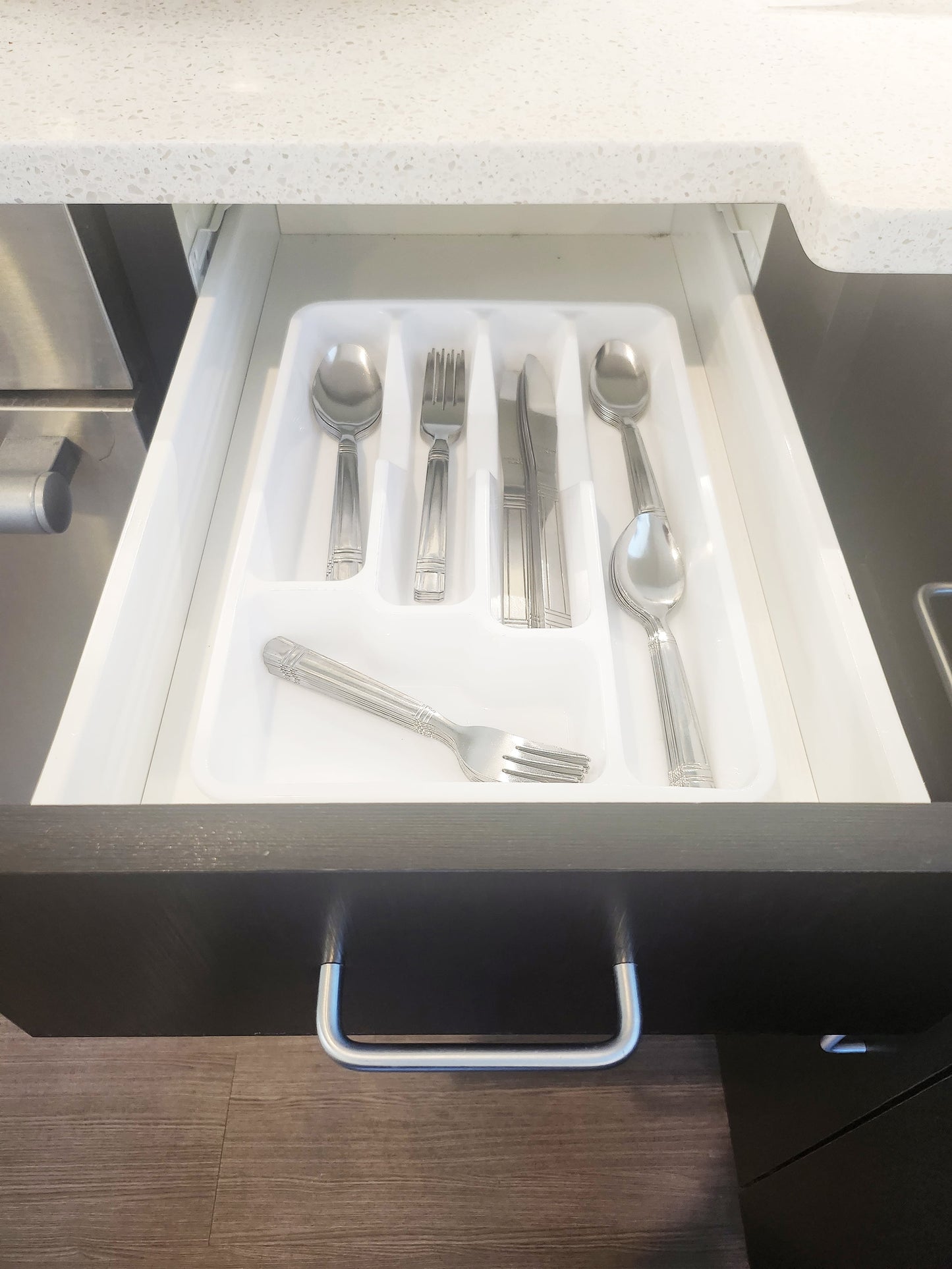 49 Piece Elena Adult Stainless Steel Flatware and Organizer Tray Value Set Silver, Service for 8
