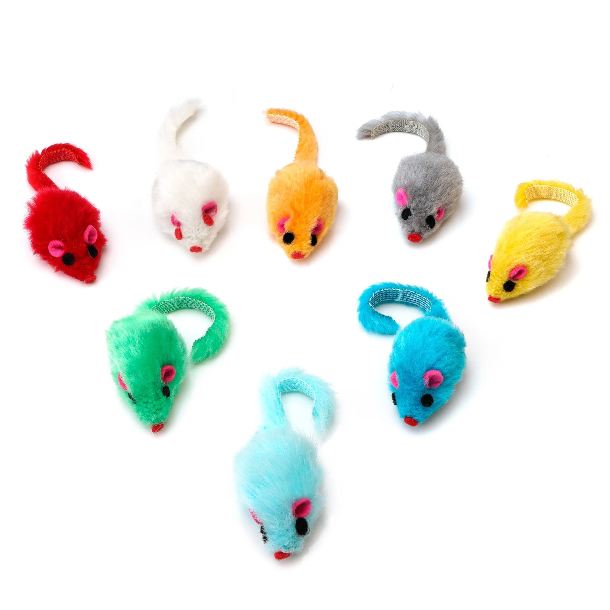 36PCS 4.1'' Furry Cat Toy Mice Rattle Small Mouse Kitten Interactive Play Assorted Color