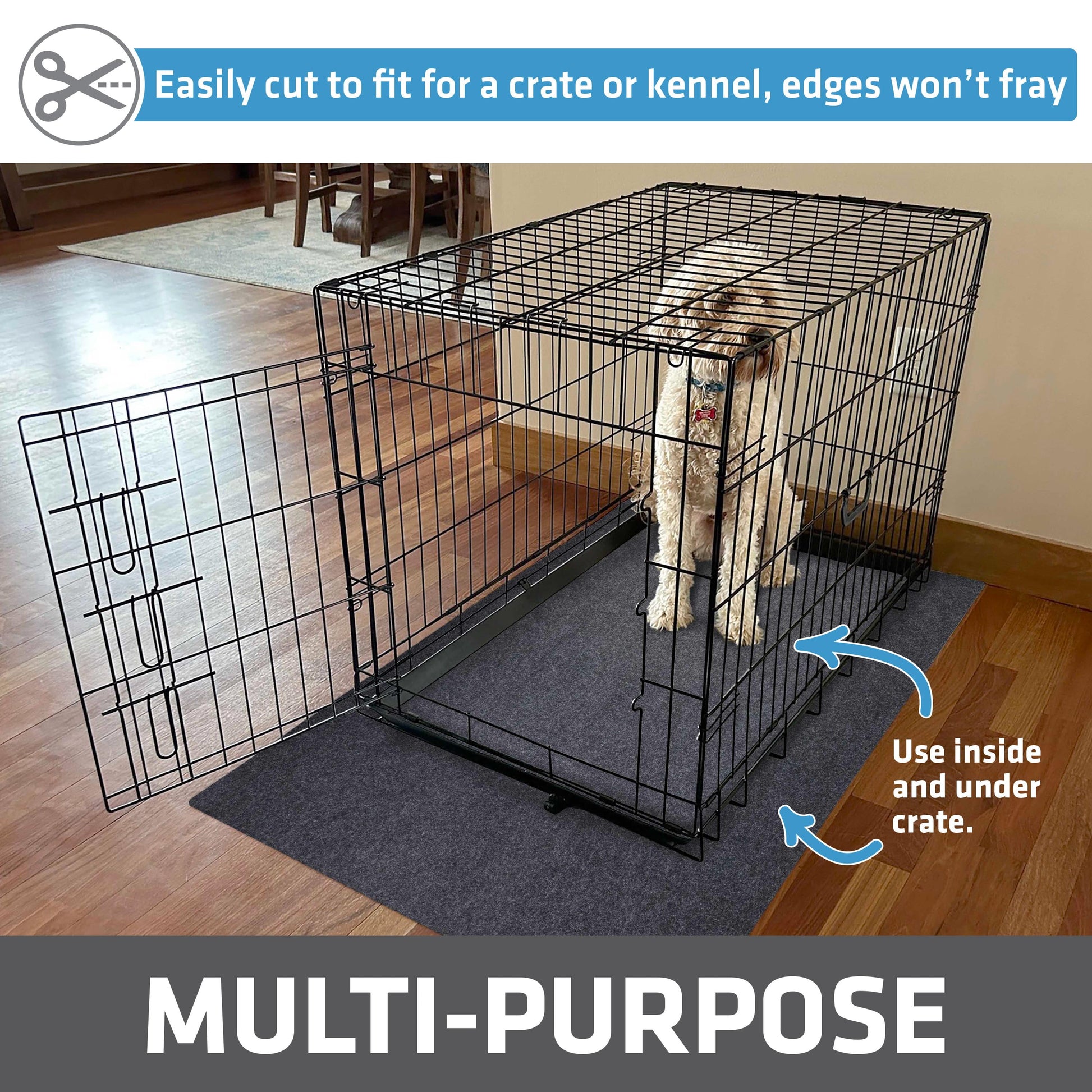 Jumbo Dog Playpen Mat, Absorbent/Waterproof/Non-Slip/Machine Washable, XL Size (60” X 74”), Reusable Puppy Pad for Training, Whelping, Housebreaking, Incontinence, and Crate/Kennel