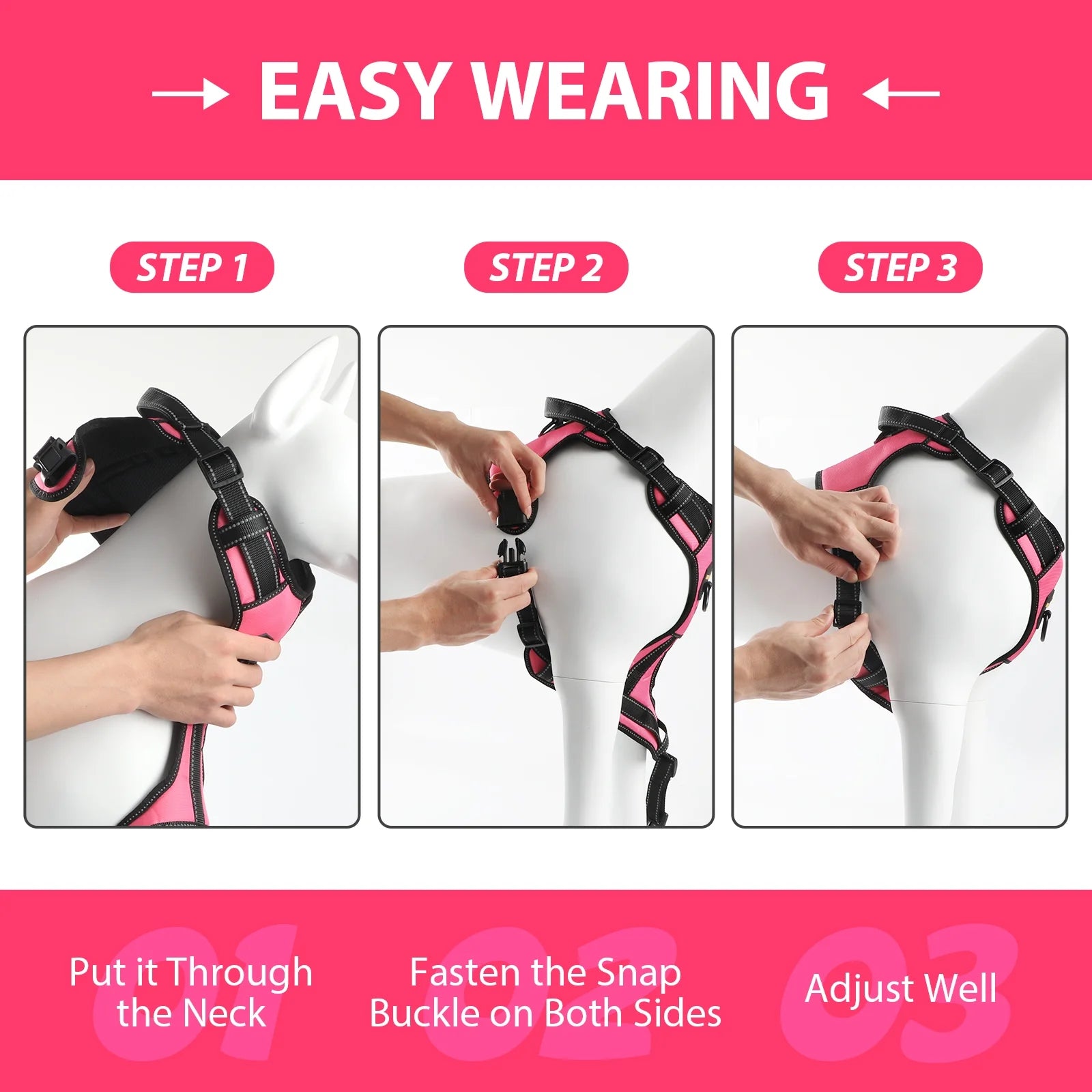 Adjustable No-Pull Dog Harness and Leash Set with Reflective Soft Padding and Handle for Small to Large Dogs