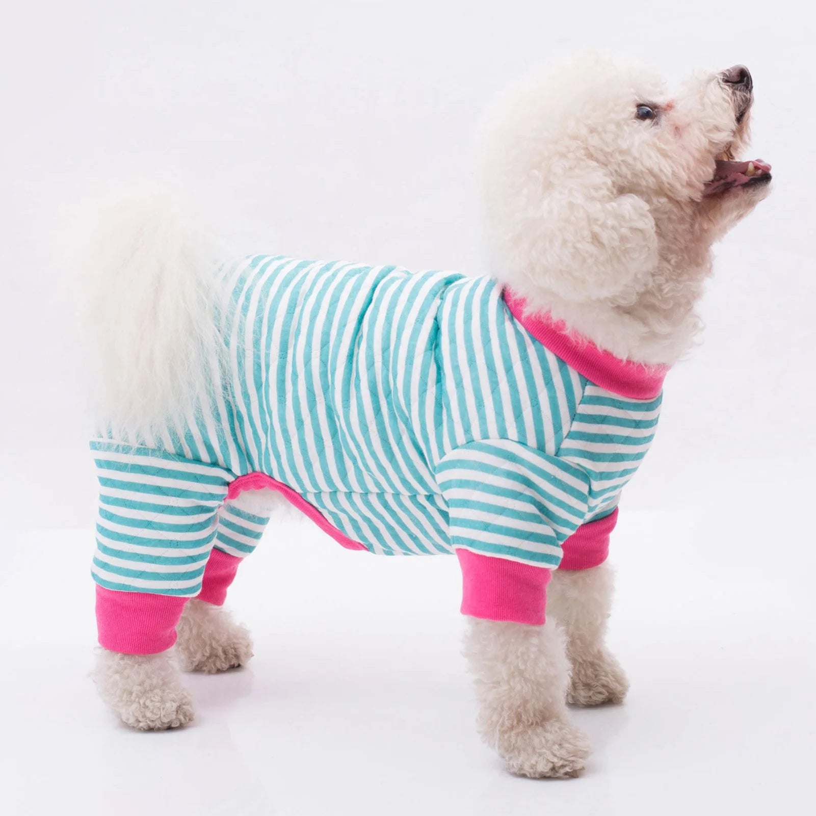 Soft Cotton Pet Pajamas - Striped Jumpsuit for Dogs and Cats, Comfortable Apparel for Play and Sleep
