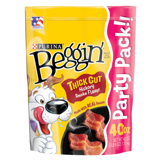 Purina  Strips Thick Cut Hickory Smoke Bacon Dog Treats, 40 Oz Pouch