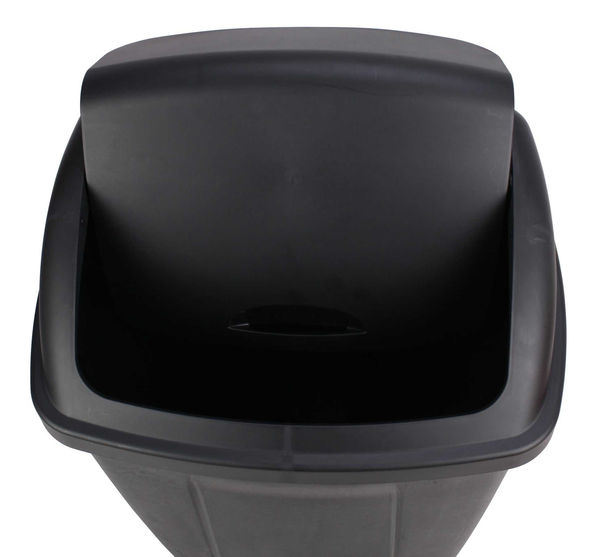 Kitchen Trash Can, 13 Gallon, Plastic Swing Top Garbage Bin, Black