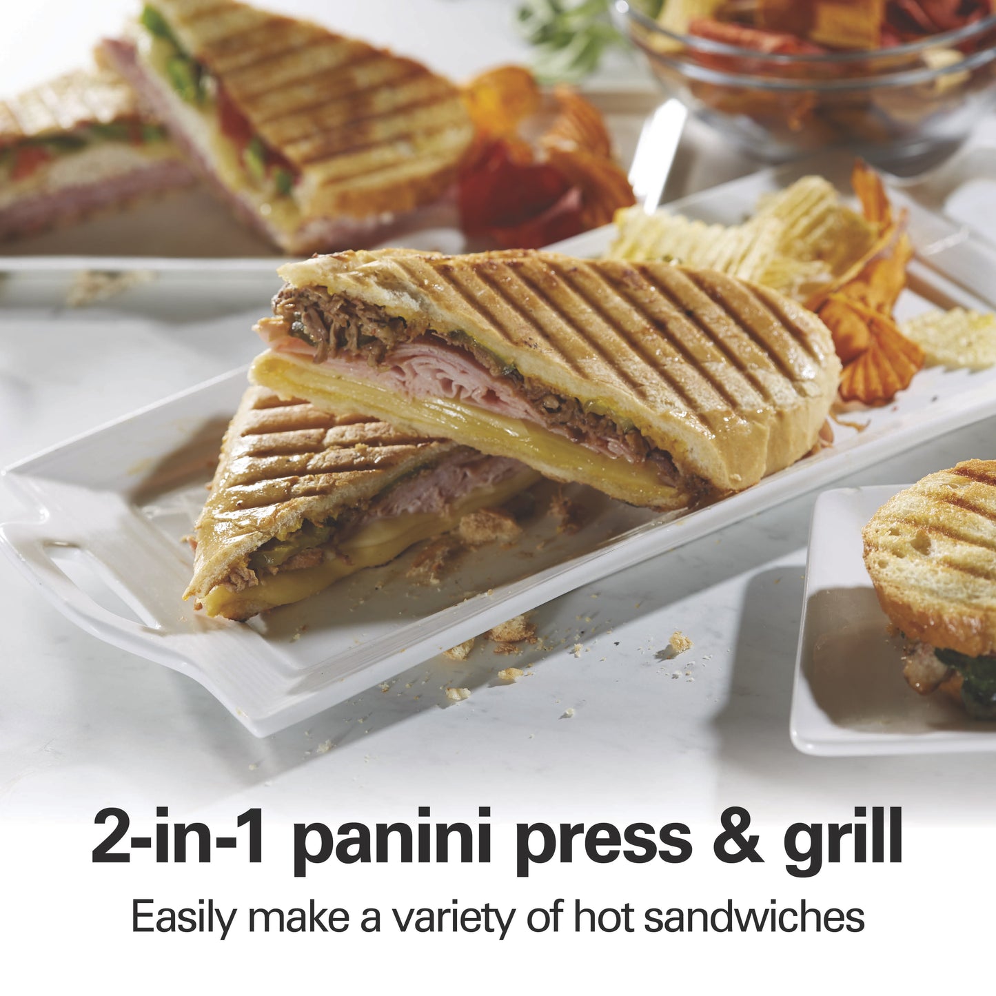 Indoor Grill and Panini Press 2 in 1, Nonstick Plates, Stainless Steel