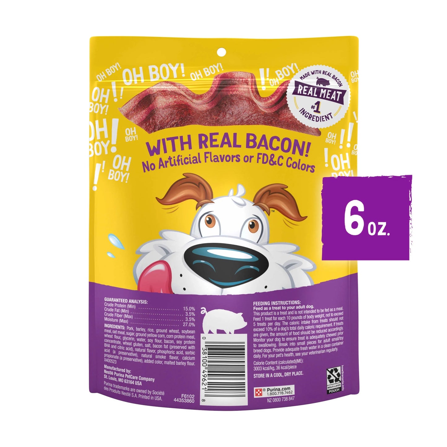 Purina Strips Original Dog Treats with Real Bacon, 6 oz Pouch