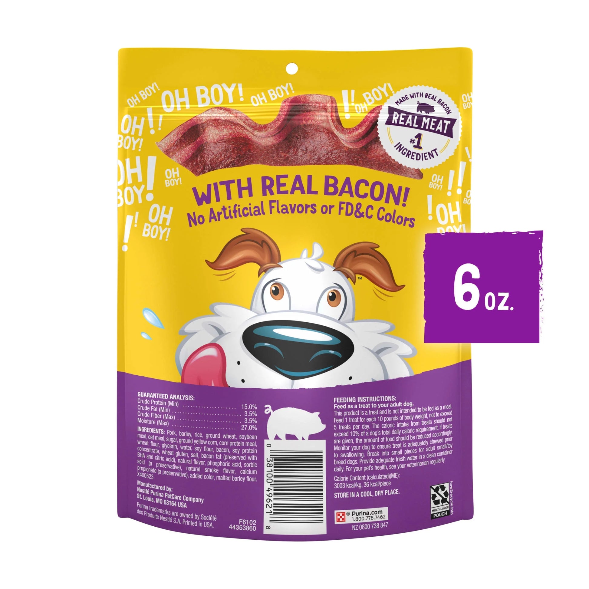 Purina  Strips Original Dog Treats with Real Bacon, 6 oz Pouch