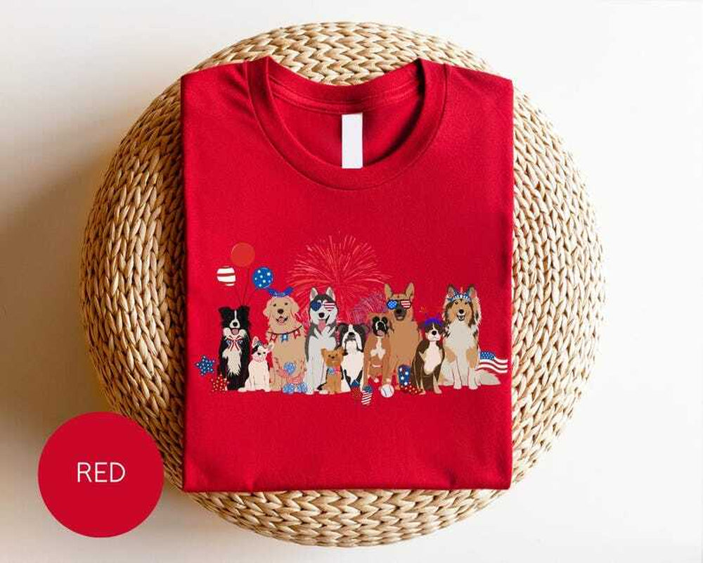 4Th of July Dogs Tee,Usa Dogs, America, Patriotic Dog,Cute Tees, Dog Mom,Dog Dad