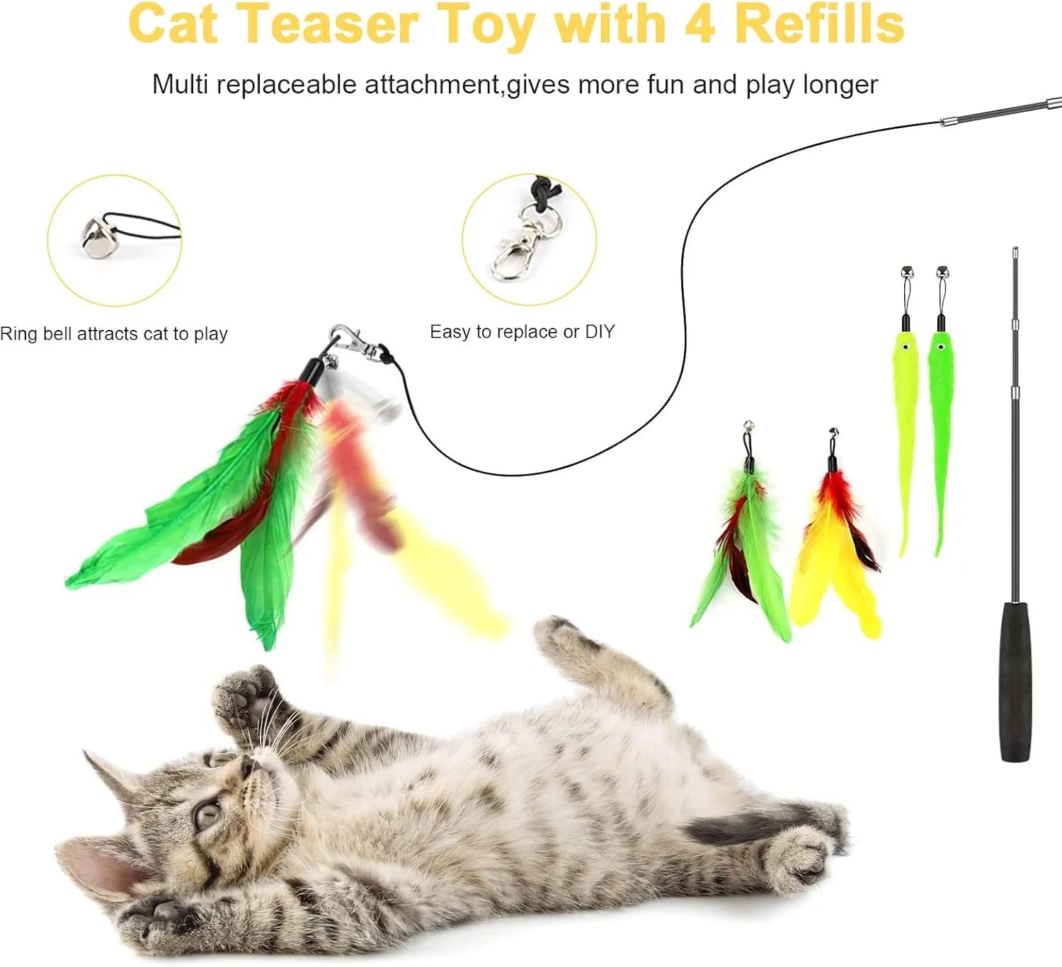 34-Piece Interactive Cat Toy Set with Collapsible Tunnels and Catnip Feather Teaser Wand