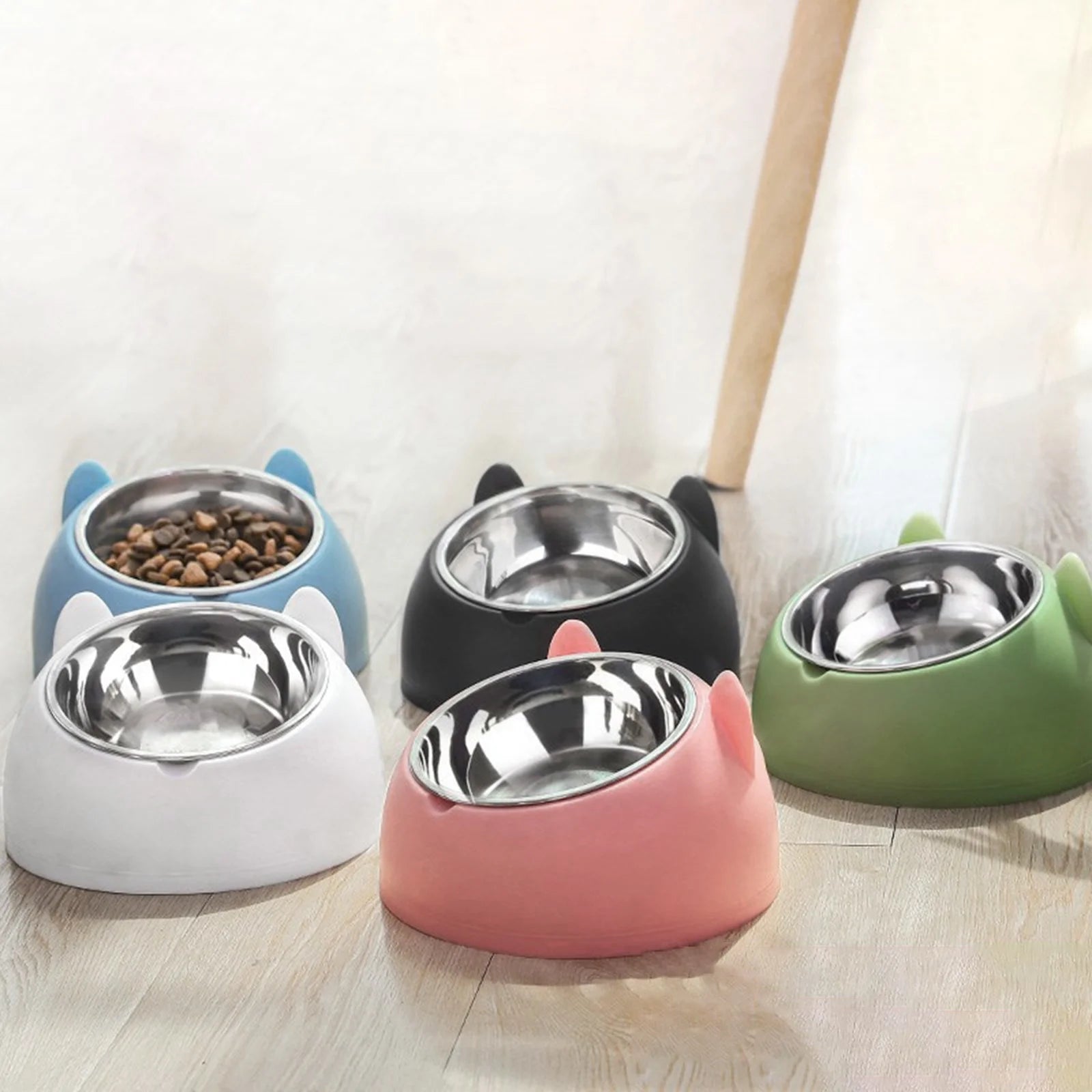 Pet Feeder Raised Cat Bowl Food Feeder Neck Protective Bowl Dog Kitten Food Dish Pet Supplies anti Slip Metal Blue