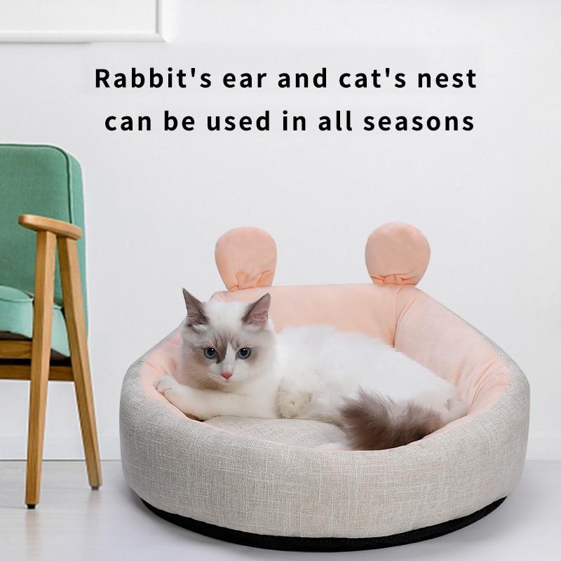 Dog Cat Bed Cute Rabbit Ear Shape Pet Nest Soft Comfortable Sofa