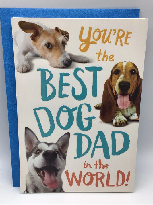 Hallmark Happy Father's Day Card DOG DAD FROM DOGS Pet FUNNY 5.5" x 8" Fold Out