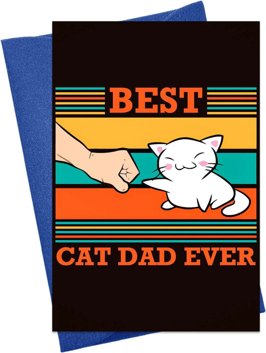Fathers Day Cards for Dad from Cat - Best Cat Dad Ever - Cat Dad Fathers Day Car