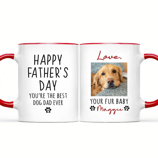 Personalized Best Dog Dad Ever Mug, Custom Dog Photo Mug, Happy Fathers Day Dog