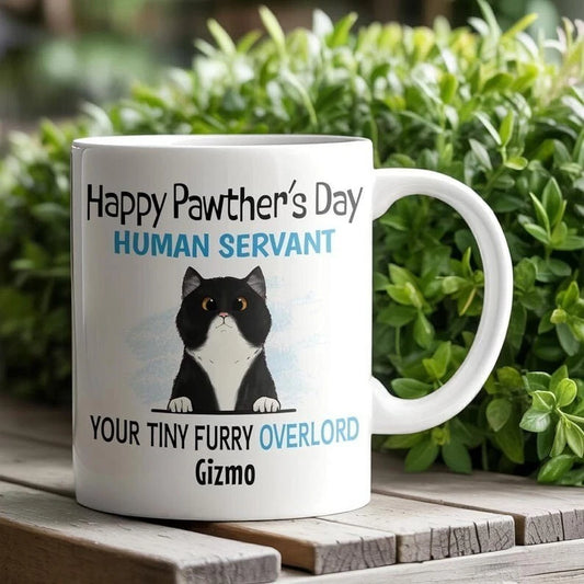 Father's Day Cat Dad Mug Personalized, Funny Happy Father's or Pawther's Day Hum