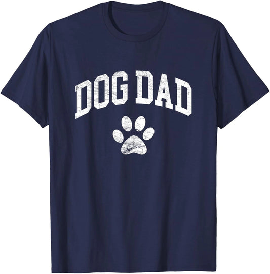 Dog Dad - Distressed Design Style - Funny Dog Paw - Classic T-Shirt