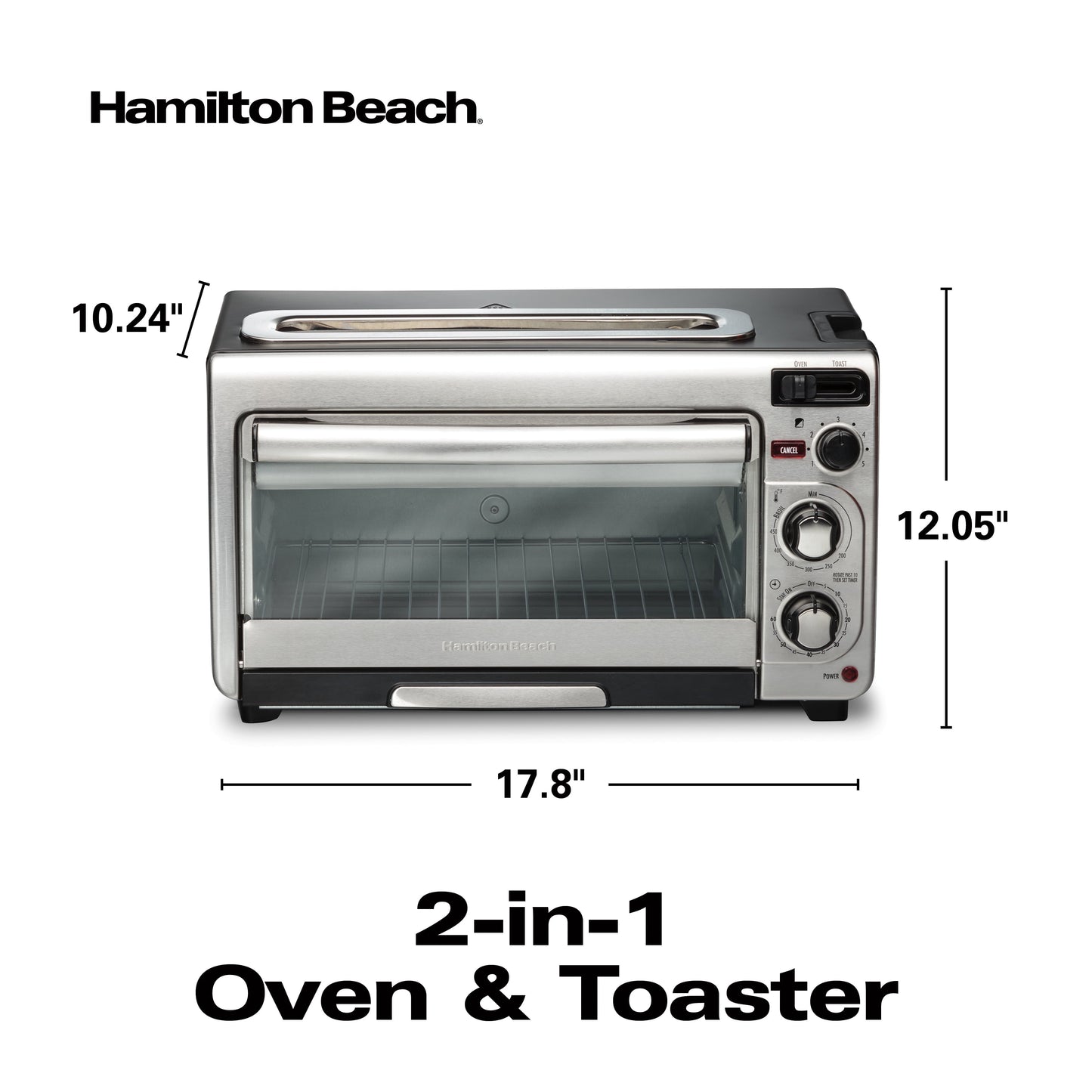 2-In-1 Oven & Toaster Combo, Space-Saving Design, Stainless Steel