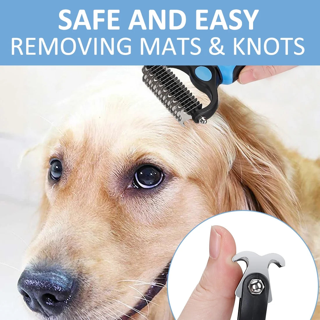 Pet Grooming Dematting Brush Undercoat Rake for Dogs & Cats 2 Sided Professional Grooming Tool