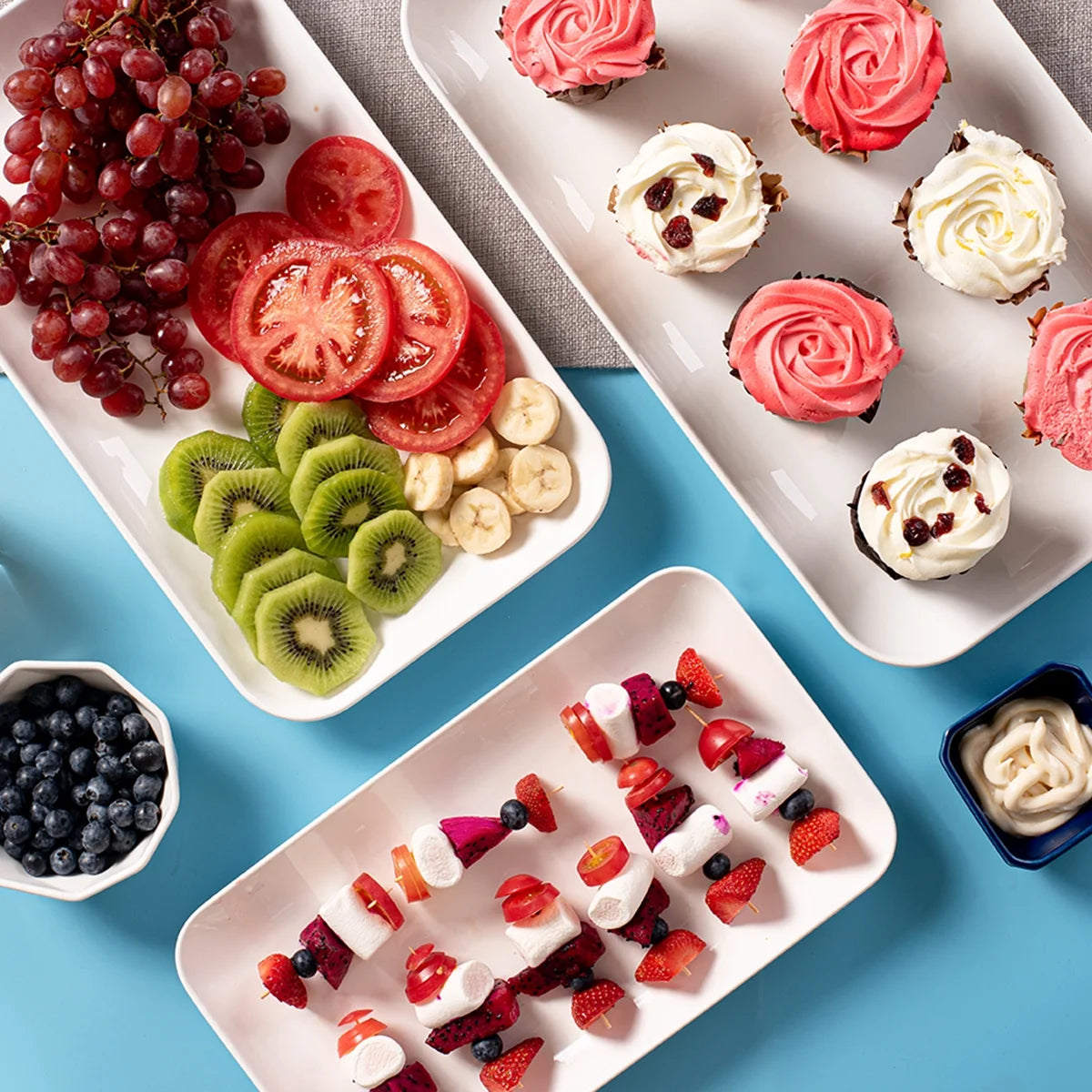 Rectangular White Large Serving Platter Set, 16/14/12-Inch, 3-Pack