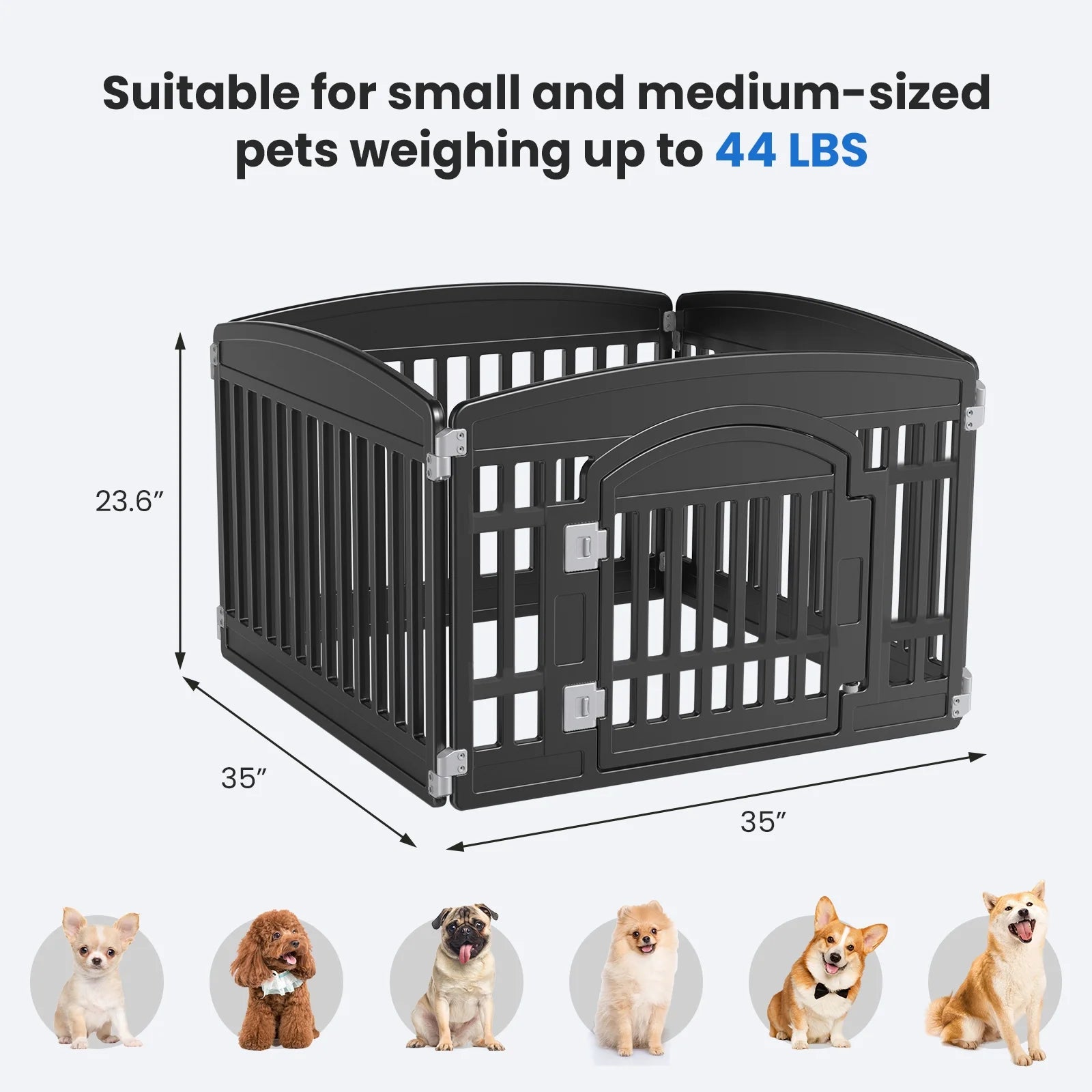 24-Inch Plastic Dog Playpen, 4-Panel Pet Fence for Small Dogs, Black