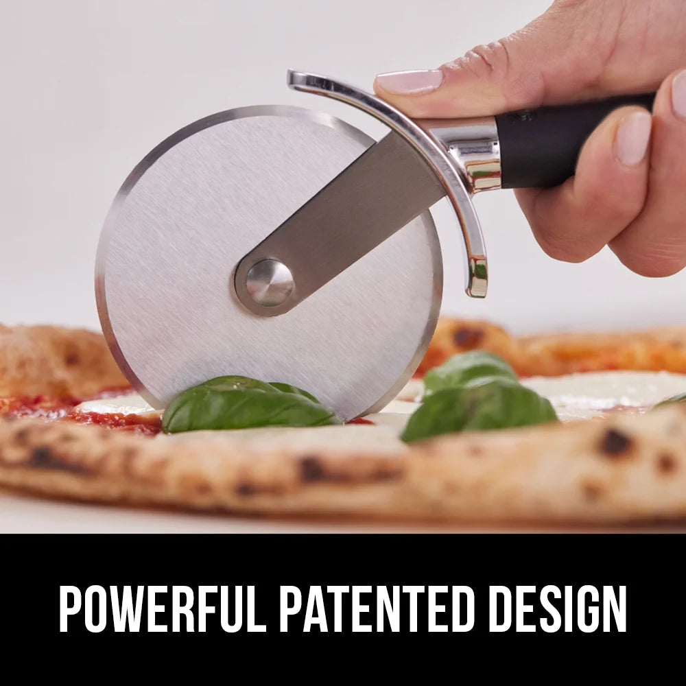 Pizza Cutter Wheel, 9 Inch Pizza Pie Slicer, Rust Resistant Stainless Steel Blade Black