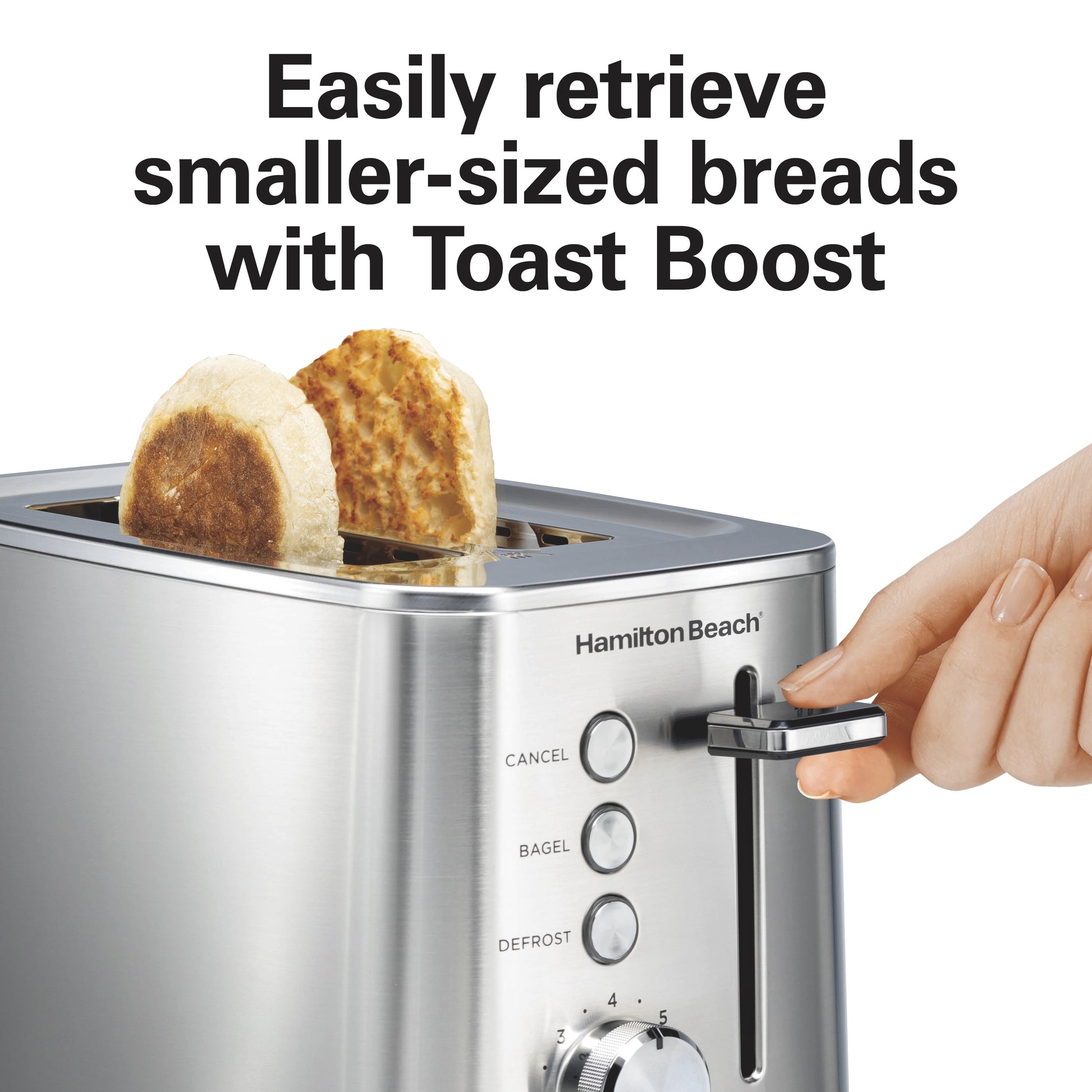 Toaster, 2-Slice Modern Luxe Series, Stainless Steel, Extra-Wide Slots, Bagel, Defrost, Toast Boost, Slide-Out Crumb Tray, Cancel Buttons, NEW