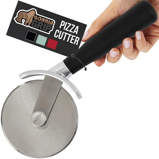 Pizza Cutter Wheel, 9 Inch Pizza Pie Slicer, Rust Resistant Stainless Steel Blade Black