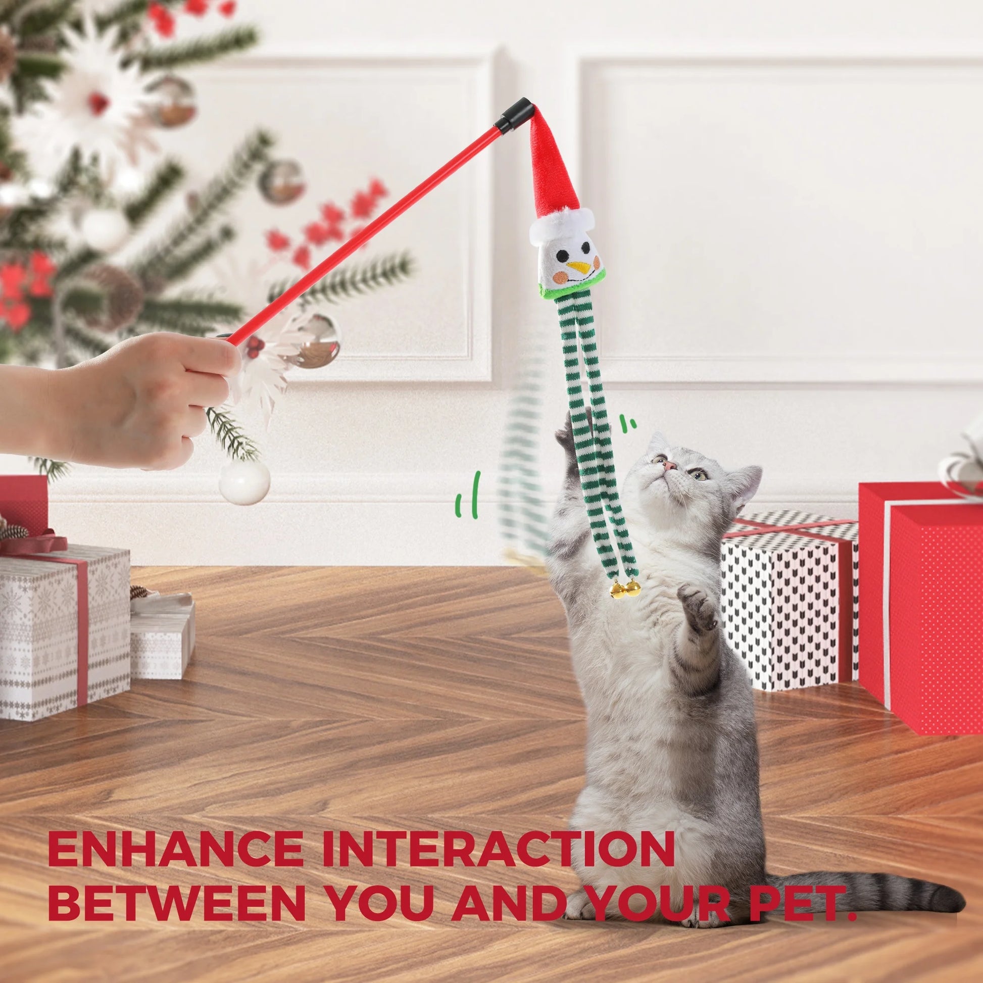 10-Piece Interactive Cat Toy Set Featuring 4 Balls, 2 Catnip Mice, and 2 Teaser Sticks