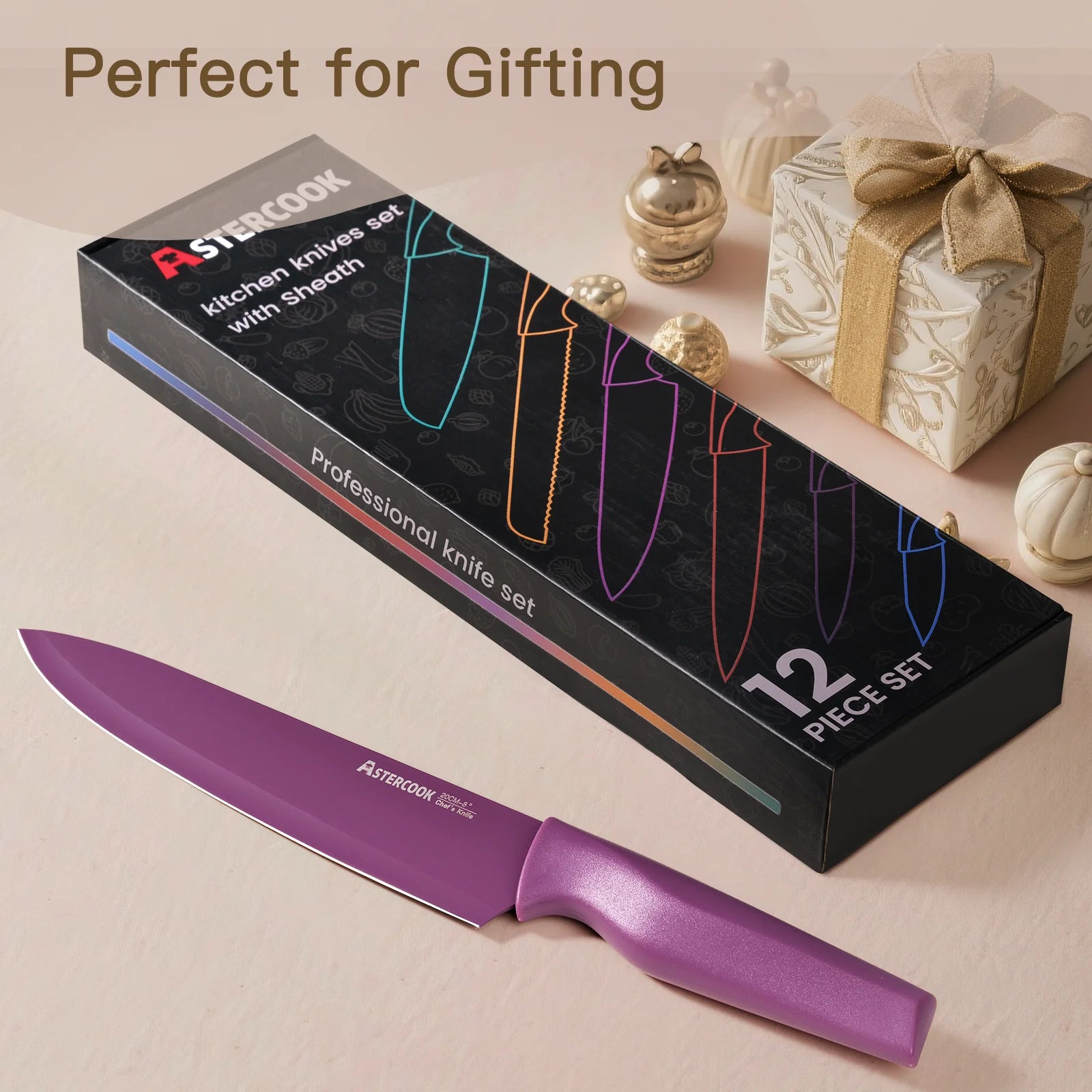 6 Piece Color-Coded Kitchen Knife Set, Stainless Steel Chef Knives with 6 Anti-Rust Coating Blades and Blade Guards, Dishwasher Safe