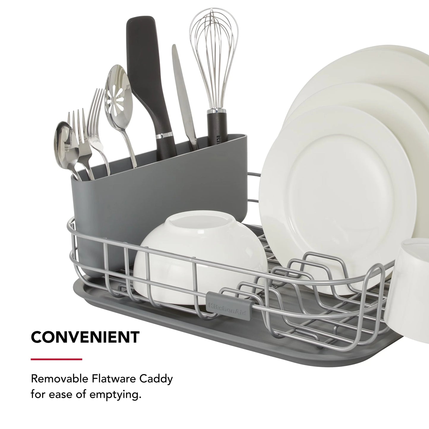 Low Profile Metal Stacking Dish Drying Rack, Charcoal Gray
