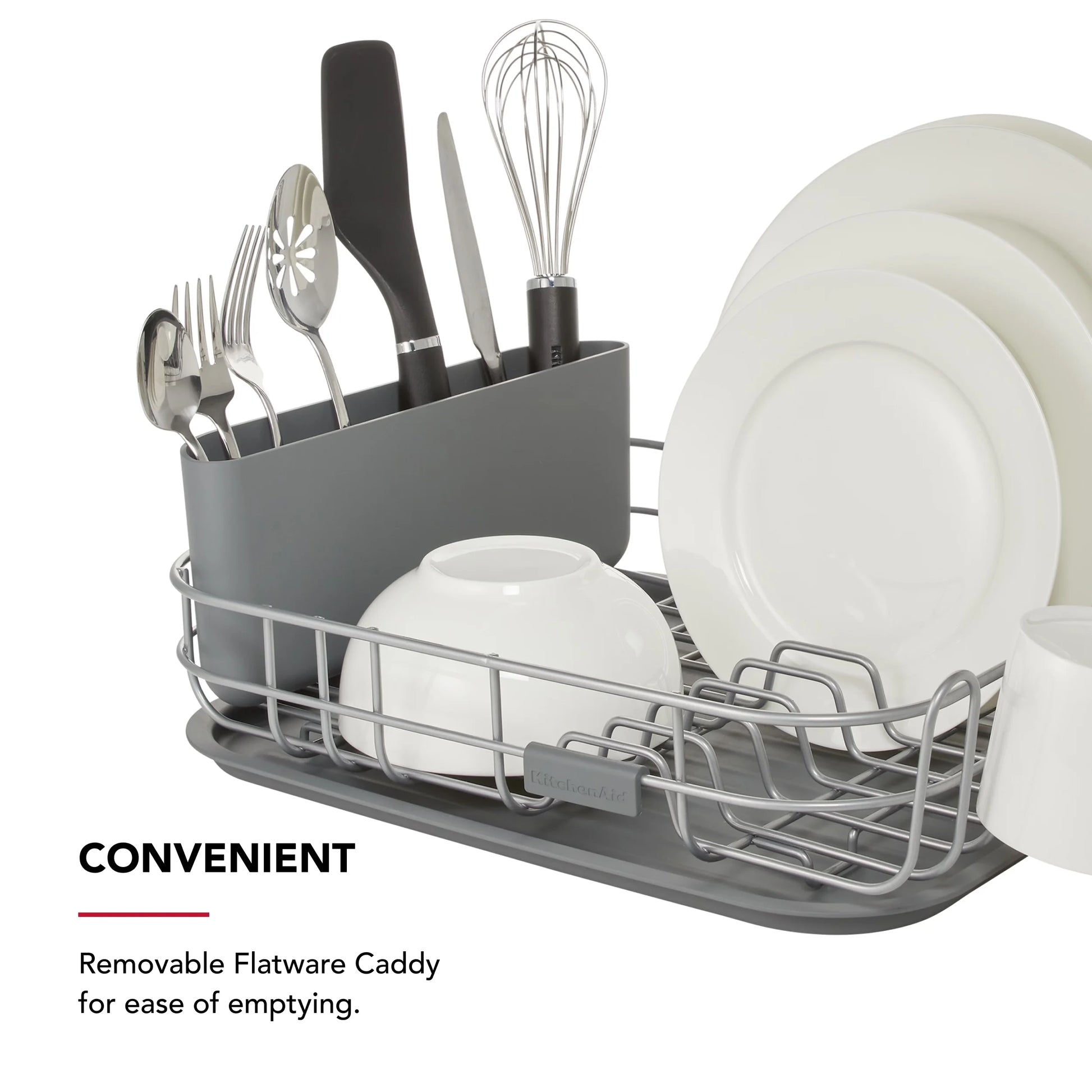 Low Profile Metal Stacking Dish Drying Rack, Charcoal Gray