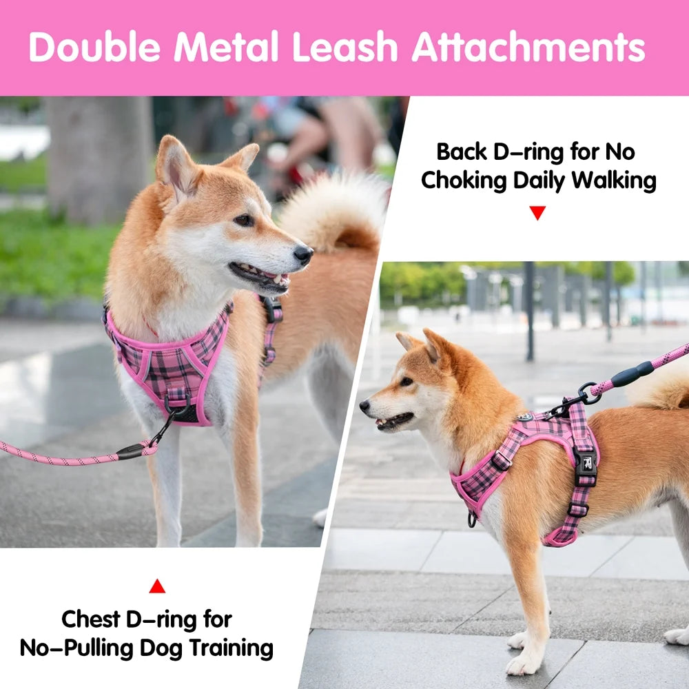 Adjustable Dog Harness and Leash Set, Escape-Proof No-Pull Vest with Reflective Soft Padding and Handle for Small to Large Dogs