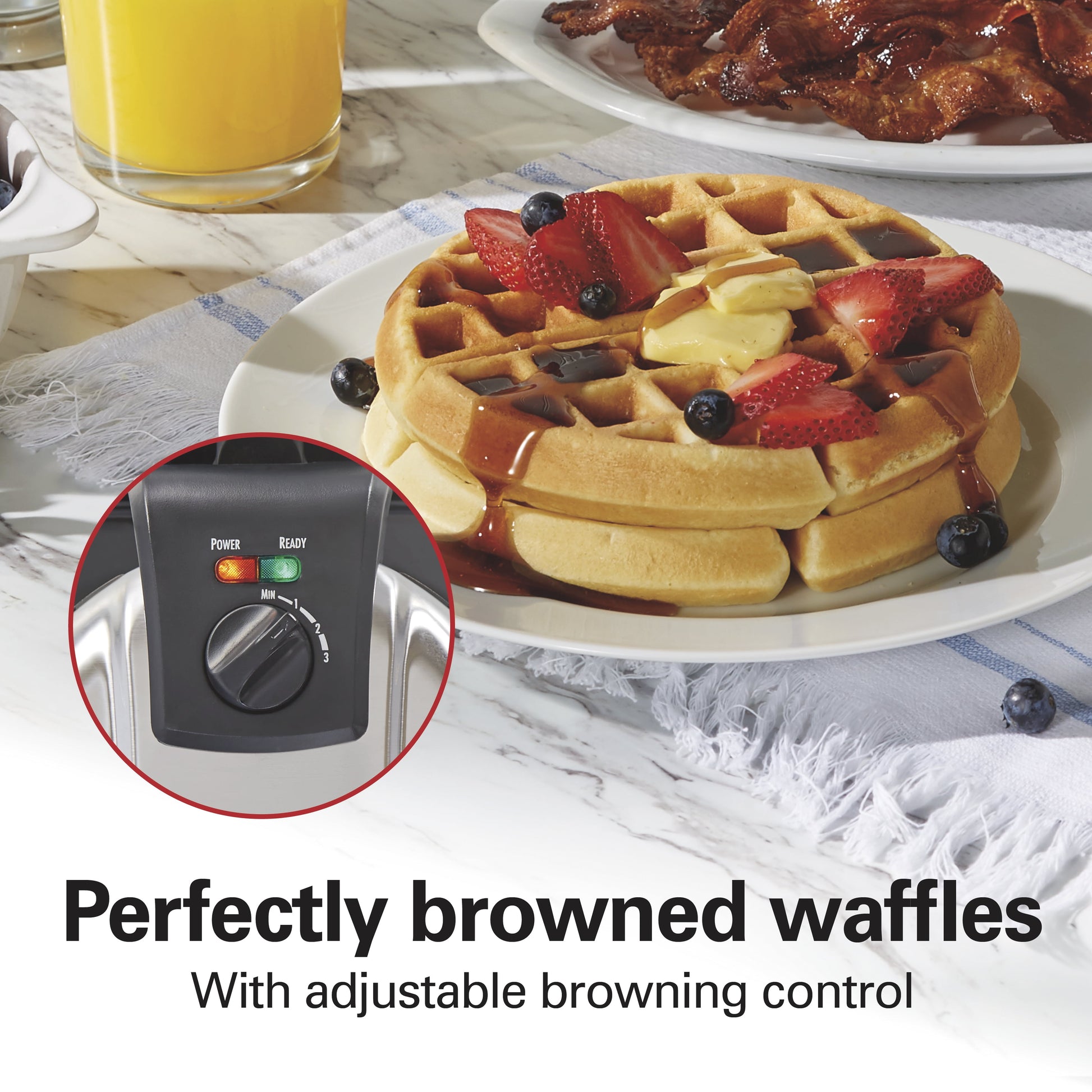 Belgian Waffle Maker with Removable Grid, Stainless Steel