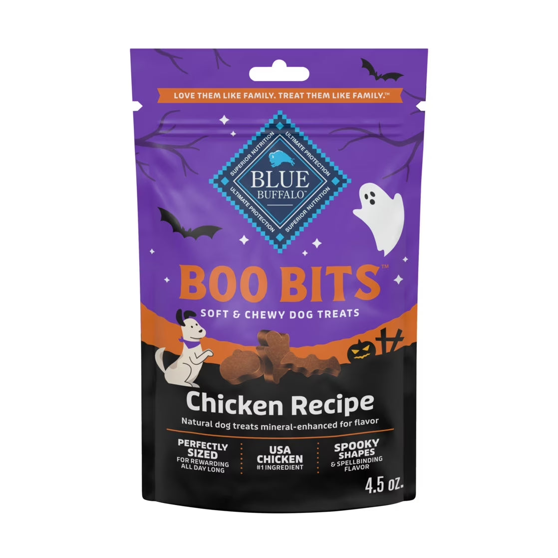 Boo Bits Soft & Chewy Halloween Dog Treats with Tasty Chicken Recipe, 4.5 oz