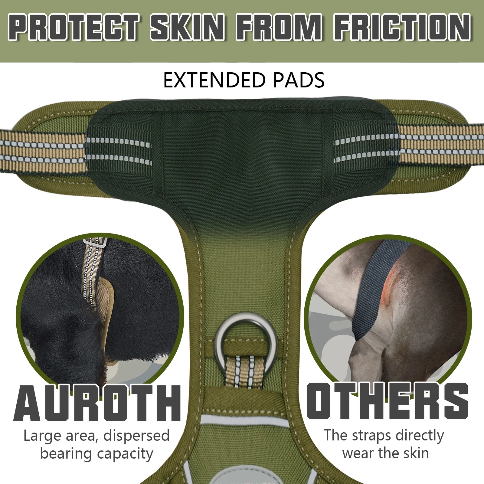 Adjustable No-Pull Dog Harness for Small Breeds, Reflective Soft Padded Vest with Dual Leash Clips for Training and Walking, Green