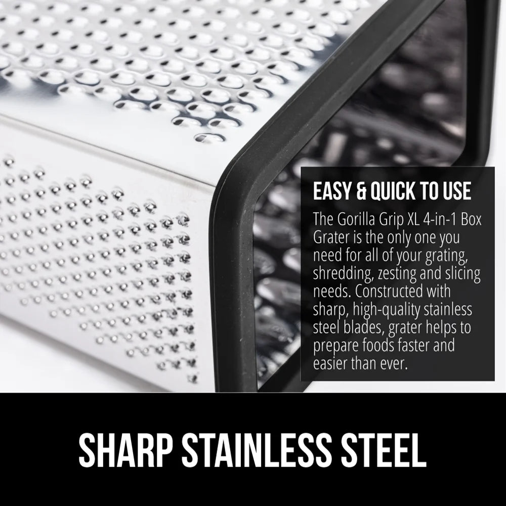 Cheese Grater, BPA Free Stainless Steel Box Graters, Cheeses and Veggie Shredder, Black
