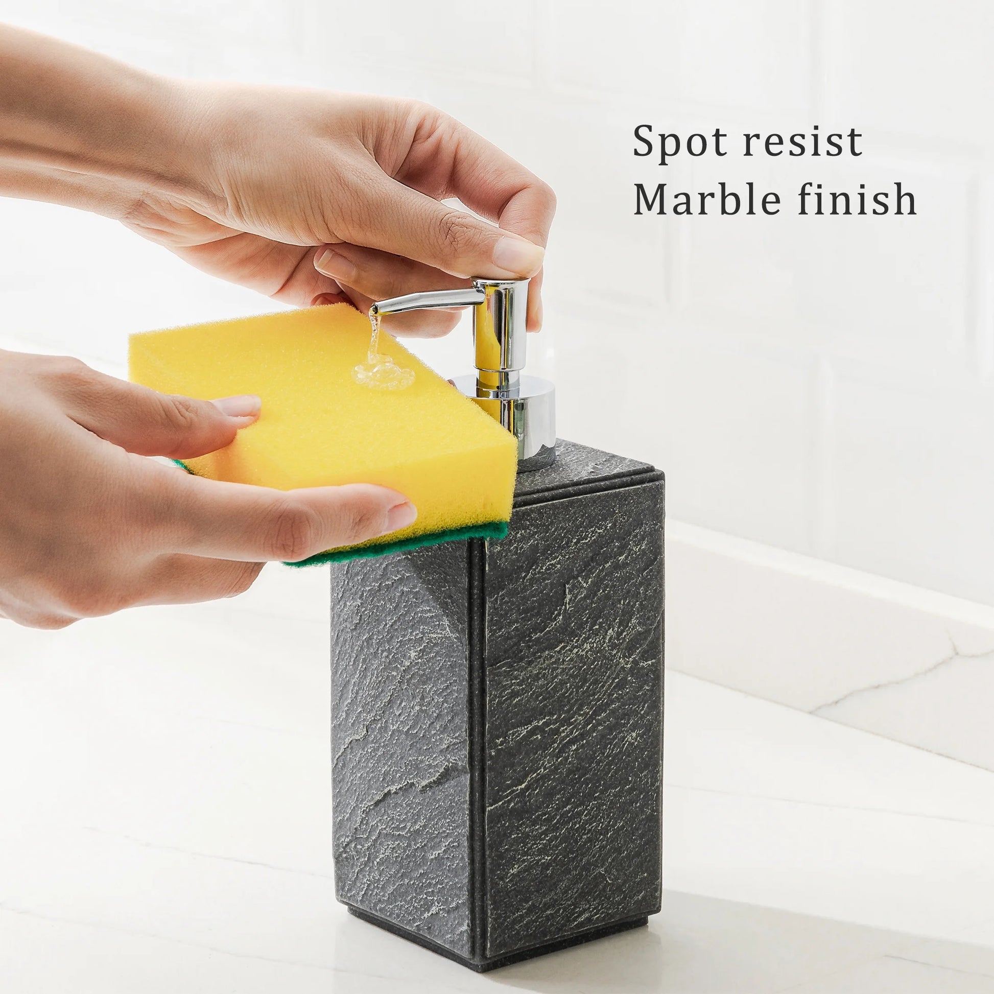 Soap Dispenser with Pump, [10.15 Oz] Resin with Shale Finish, Hand Soap Dispenser for Bathroom, Dish Soap Dispenser for Kitchen, Refillable Liquid - Grey