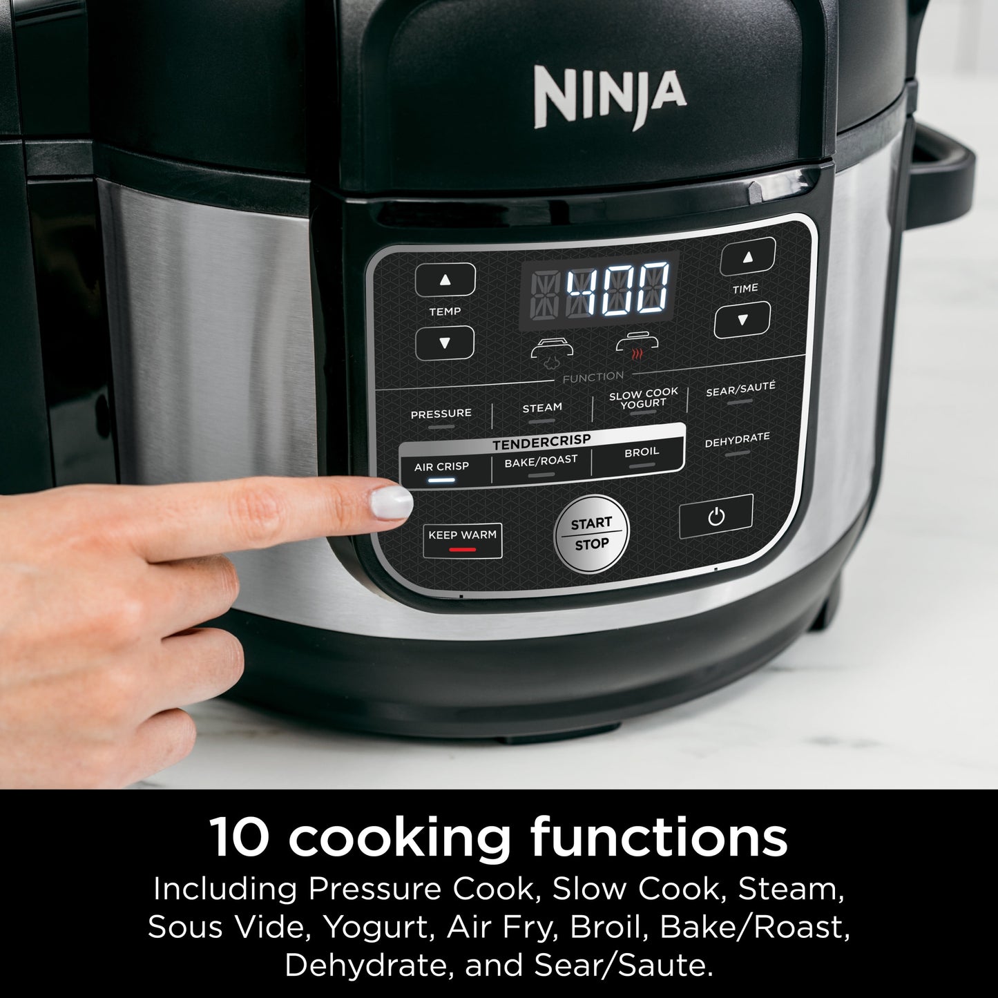 Foodi 10-In-1 Multi-Cooker, 6.5 Quart, Pressure Cooker & Air Fryer, Stainless Steel, OS300