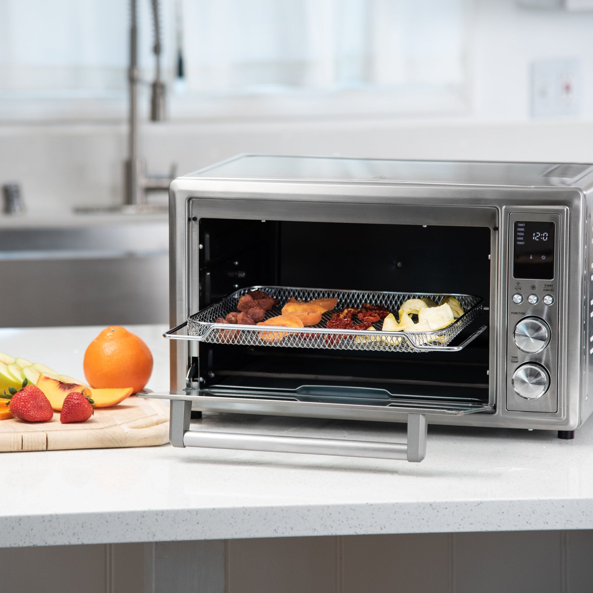 9-Slice Smart Ceramic Air Fryer Toaster Oven, Stainless Steel, Silver